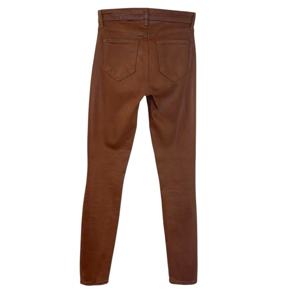Agolde “Jyothi” Coated Cognac, High Waist, Split Ankle Skinny Jeans, Size 24 Tan - Picture 5 of 15